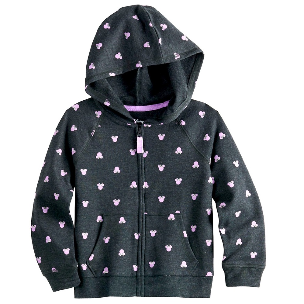 JUMPING BEANS DISNEY baby girls kids zipper hoodie Minnie Mouse pink gray NEW